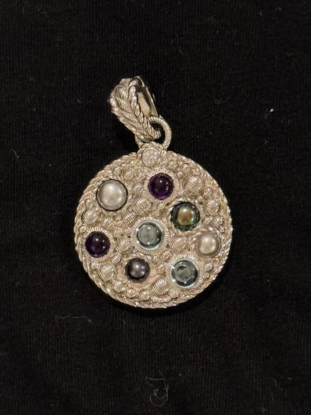 Judith Ripka Sterling Silver Multi-Gemstone Cabochon Pendant Enhancer